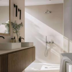 Waterevolution Flow concealed shower set with thermostat rain shower and hand shower solid stainless steel 1208889792