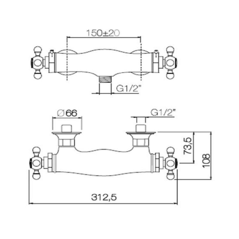 PB klasická sprchová termostatická batéria Chróm 1208898972