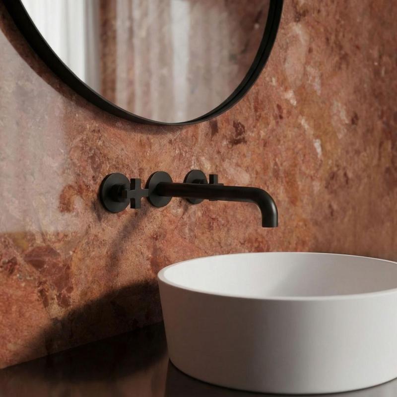 Waterevolution Cruz 3-otvorová vstavaná umývadlová batéria matná čierna 19 cm výtok 1208916572