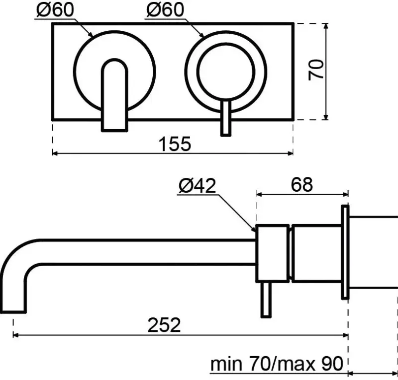 Waterevolution Flow vstavaná batéria s krycou doskou, celá z nehrdzavejúcej ocele, s výtokom 25 cm T1161BIE-25