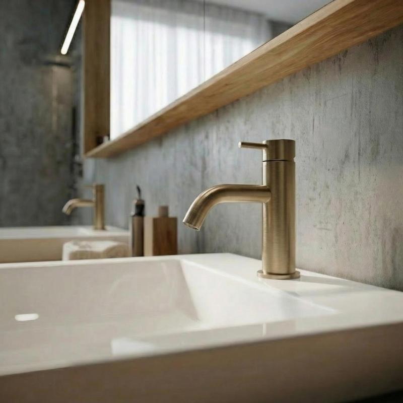 Waterevolution Flow nízká umývadlová batéria vrátane click plugu, leštená mosadz T110LE