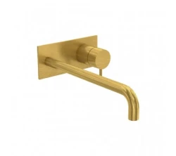 Waterevolution Flow vstavaná umývadlová batéria s krycou doskou Kartáčovaná Mosadz s výtokom 21 cm T1161LE-21