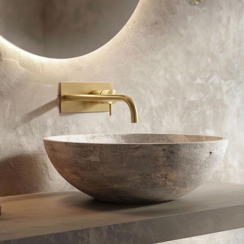 Vodovodná batéria Watervolution Flow s krycou doskou, leštená mosadz, výtok 21 cm, T1161LE-21