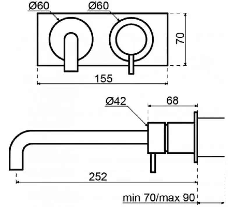 Waterevolution Flow vstavaná umývadlová batéria s krytom PVD kartáčovaná meď s výtokom 25 cm T1161CPE-25