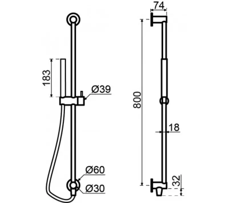 Waterevolution Flow sprchová tyč s ručnou sprchou 800 mm Gun Metal T1661GME