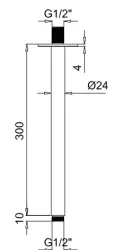 SB Rubinetterie Univerzálne stropné sprchové rameno okrúhle 30 cm farba matná čierna 1208946684