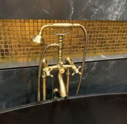 PB Voľne stojaca vaňová batéria nostalgická hviezdicové gombíky Bronz 6000