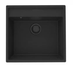 GraniteMy Bremen žulový drez 53x50 cm čierny na montáž na povrch, pod montáž a na rovný povrch s otvorom na batériu 1208952256