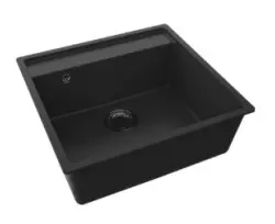 GraniteMy Bremen žulový drez 53x50 cm čierny na montáž na povrch, pod montáž a na rovný povrch s otvorom na batériu 1208952256