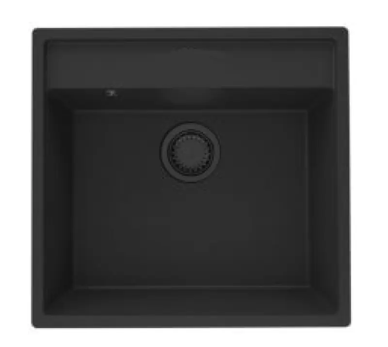 GraniteMy Bremen žulový drez 53x50 cm čierny na montáž na povrch, pod montáž a na rovný povrch s otvorom na batériu 1208952256