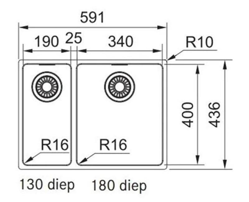 Franke Maris MRX 260 BR 1,5 nerezový drez polozapustený, veľká vanička vpravo 1270568040