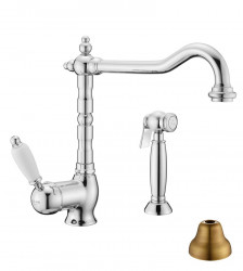 PB Nostalgická kuchynská batéria so samostatnou vysúvateľnou sprchovou hlavicou Bronz