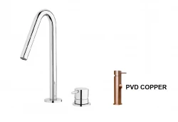 Waterevolution Flow 2-dierková umývadlová batéria s výtokom malým 120mm PVD brúsená meď T112VCPE