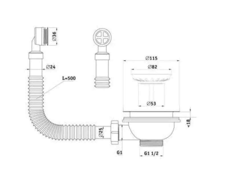 GraniteMy Sada na odtok čierna s okrúhlym prepadom 1208953201