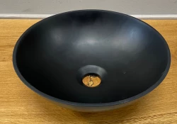 Malé umývadlo Solid S z materiálu Solid Surface, okrúhle, 30 x 30 x 11 cm, matná čierna, 1208953271
