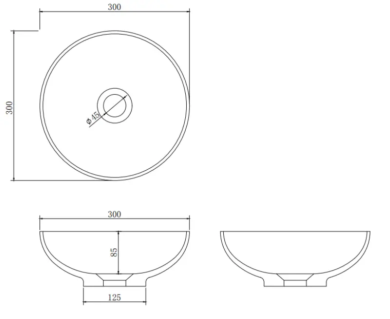 Malé umývadlo Solid S z materiálu Solid Surface, okrúhle, 30 x 30 x 11 cm, matná čierna, 1208953271