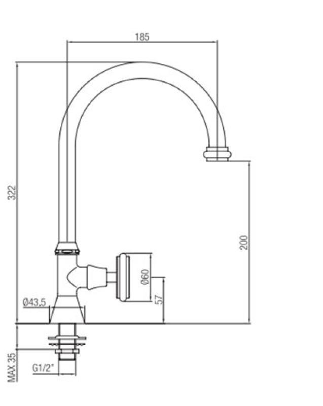 PB klasický fontánový kohútik s bielou rukoväťou na studenú vodu s vysokým oblým výtokom RVS 1208953279