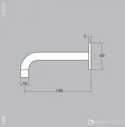 Waterevolution Flow výtok do vane 15cm brúsená mosadz T167115LE