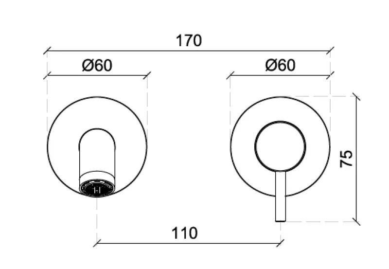 SB Round vstavaná umývadlová batéria brúsený nikel 162mm