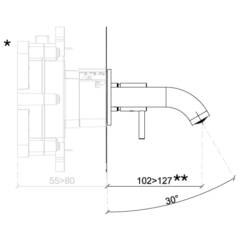 SB Round 316 vstavaná umývadlová batéria Gun Metal PVD 102mm