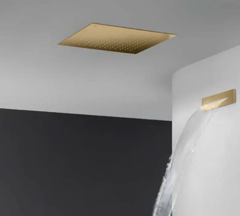 SB Square dažďová sprcha vstavaná 380x380mm Kartáčovaná mosadz PVD