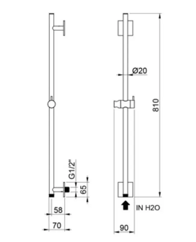 SB Rubinetterie Universale 316 RVS posuvná tyč kartáčovaná s pripojením na prívod vody 1208953564