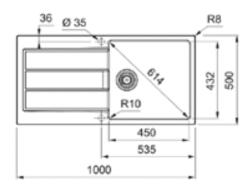Franke Sirius 2 S2D 611 plastový drez s odkvapkávačom biely povrch 100x50 143.0634.551