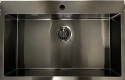Ausmann Weser veľký nerezový drez antracitovej farby PVD Gun Metal 79x51 s otvorom na batériu, vhodný pre spodnú montáž, plochú montáž a vrchnú montáž 067137