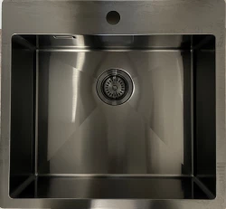 Ausmann Weser RVS umývadlo antracitová farba PVD Gun Metal 55x51 s otvorom na batériu, spodná montáž, plochá montáž a horná montáž 067144