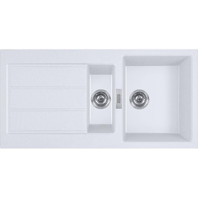 Franke Sirius 2 S2D 651 plastový 1,5 dvojitý drez s odkvapkávačom v bielej nadstavbe 100x50 143.0634.555