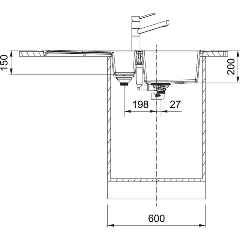 Franke Sirius 2 S2D 651 čierna plastová 1,5 jednoapolhodinová umývadlo s odkvapkávačom, montáž 100x50 143.0634.554