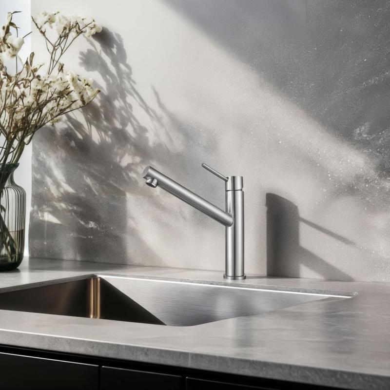 Franke Orbit masívna kuchynská batéria z nehrdzavejúcej ocele s otočným výtokom inox 115.0600.928