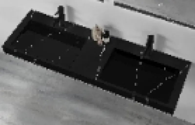 Solid-S Marble dvojité umývadlo z materiálu solid surface, čierny mramor, matný, bez otvoru na batériu, so solid cover, B180xD45xH8 1208953889