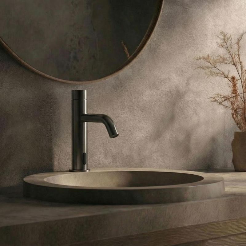 Waterevolution Flow elektronická umývadlová batéria s infračerveným senzorom na batérie Gun Metal T110GME