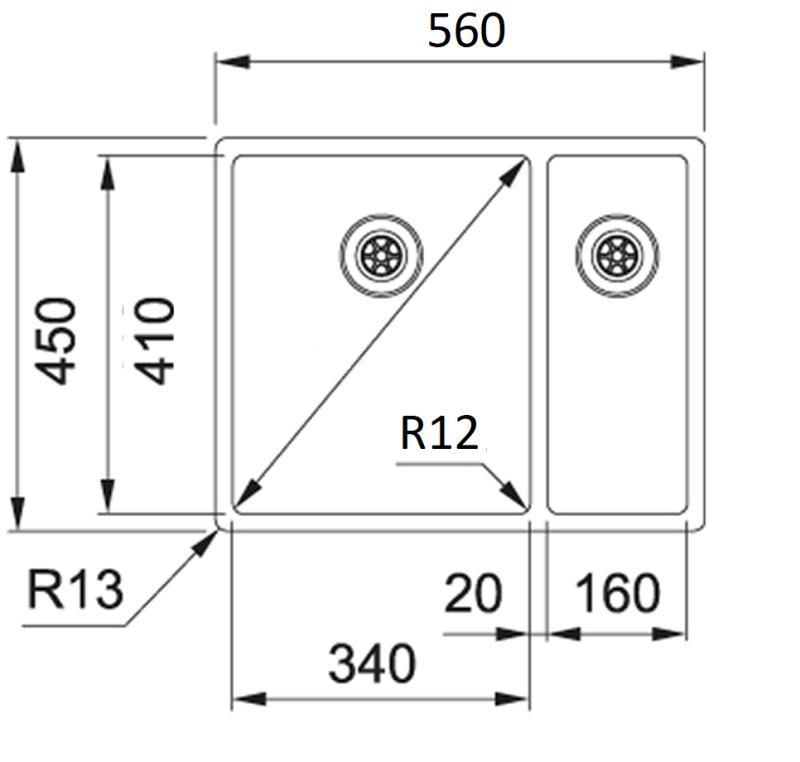 Franke Bolero plus R12 BXX 260 BL 1,5 a pol nerezový drez na úroveň pracovnej dosky 127.0625.091