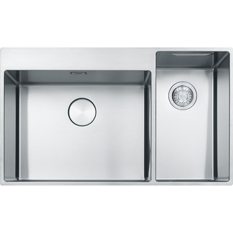 Franke Box Center BWX220-54-27 nerezový drez vľavo s doskou na krájanie, súpravou nožov a drôteným košom 86x51cm 127.0587.643