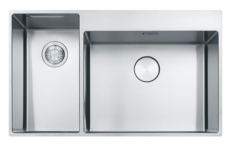 Franke Box Center BWX220-54-27 nerezový drez vpravo s doskou na krájanie, súpravou nožov a drôteným košom 86x51cm 127.0587.644