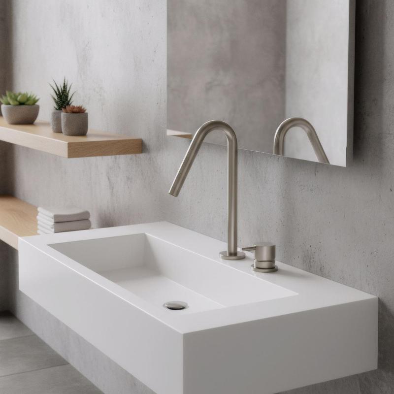 Waterevolution Flow 2-otvorová umývadlová batéria plne z nehrdzavejúcej ocele s malým V 120mm výtokom T1121VIE