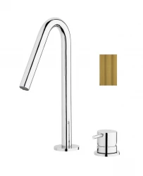 Waterevolution Flow 2-otvorová umývadlová batéria Kartáčovaná Mosadz s malým výtokom V 120 mm T1121VLE