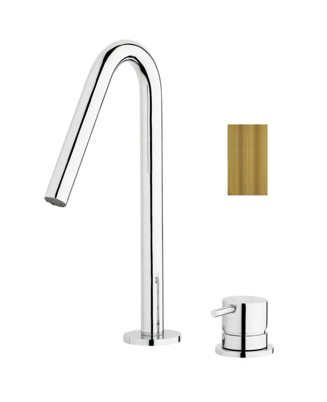 Waterevolution Flow 2-otvorová umývadlová batéria Kartáčovaná Mosadz s malým výtokom V 120 mm T1121VLE