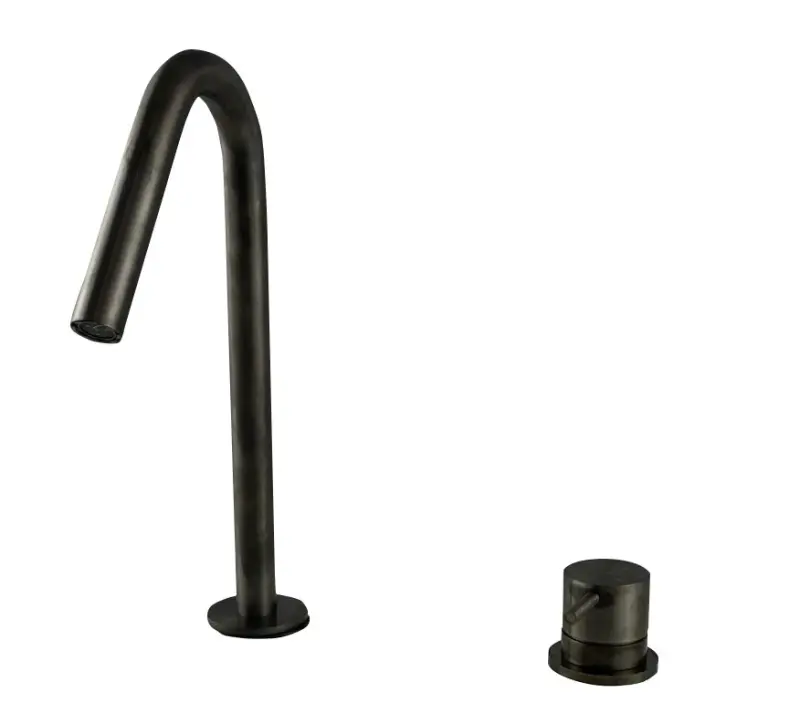Waterevolution Flow 2-otvorová umývadlová batéria PVD Gun Metal s malým V 120 mm výtokom T1121VGME