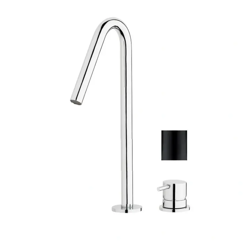 Waterevolution Flow 2-otvorová umývadlová batéria čierna s vysokým výtokom 120 mm T1122VPR