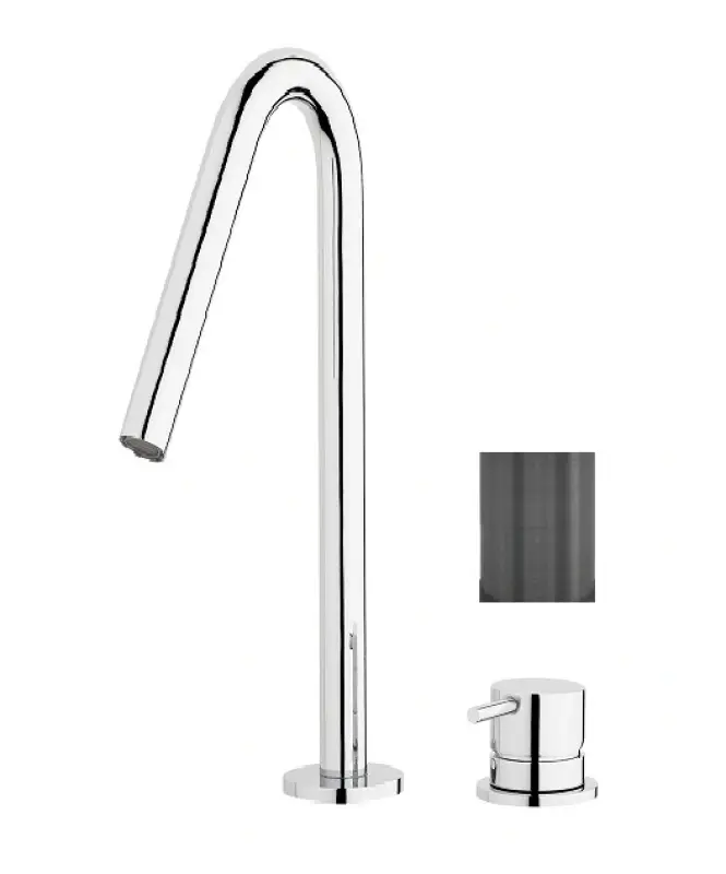 Waterevolution Flow 2-otvorová batéria umývadlová PVD Gun Metal s vysokým V 120 mm výtokom T1122VGME