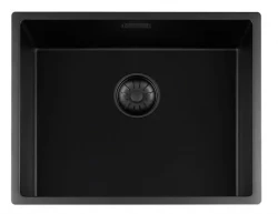 Lorreine 50BQ-FU čierny Quartz drez 50x40cm spodná montáž rovnobežná čierna s čiernym košíkom 1208954002
