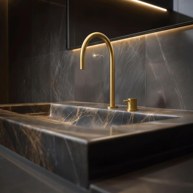 Waterevolution Flow 2-dierková umývadlová batéria z kartáčovaného mosadzu T1121ULE