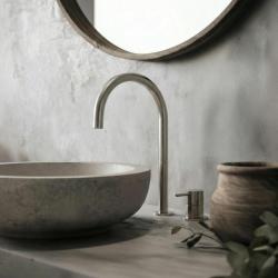 Waterevolution Flow 2-otvorová umývadlová batéria, celá z nehrdzavejúcej ocele, s vysokým výtokom 200 mm T1122UIE