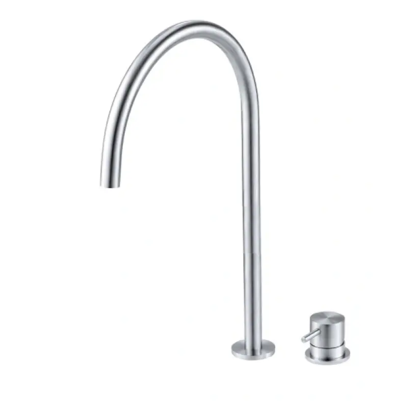 Waterevolution Flow 2-otvorová umývadlová batéria, celá z nehrdzavejúcej ocele, s vysokým výtokom 200 mm T1122UIE