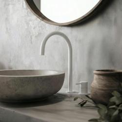 Waterevolution Flow 2-otvorová umývadlová batéria biela s vysokým U 200 mm výtokom T1122UBR