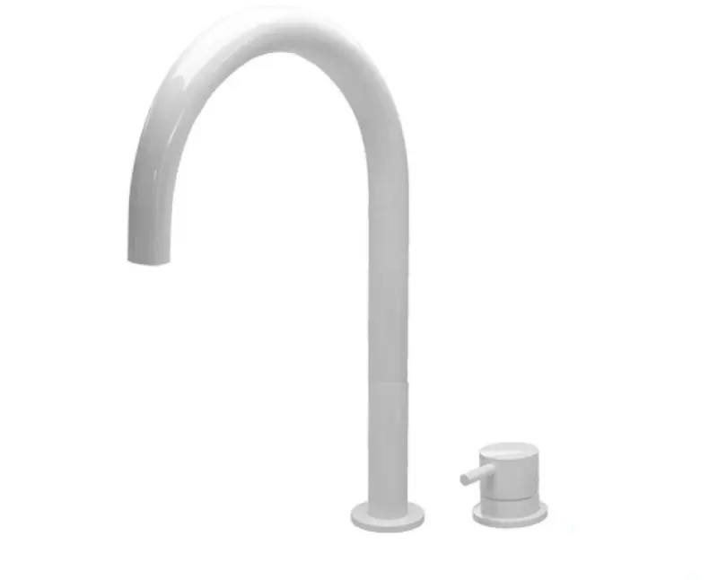 Waterevolution Flow 2-otvorová umývadlová batéria biela s vysokým U 200 mm výtokom T1122UBR