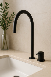 Waterevolution Flow 2-otvorová umývadlová batéria čierna s vysokým U 200 mm výtokom T1122UPR